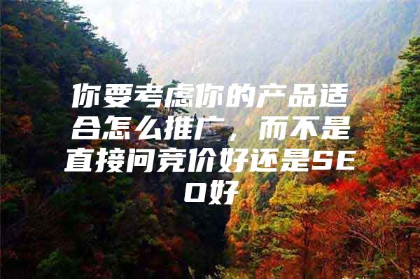 你要考虑你的产品适合怎么推广，而不是直接问竞价好还是SEO好