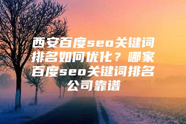 西安百度seo关键词排名如何优化？哪家百度seo关键词排名公司靠谱