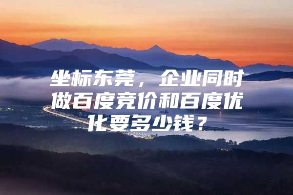 坐标东莞，企业同时做百度竞价和百度优化要多少钱？