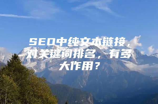SEO中纯文本链接，对关键词排名，有多大作用？