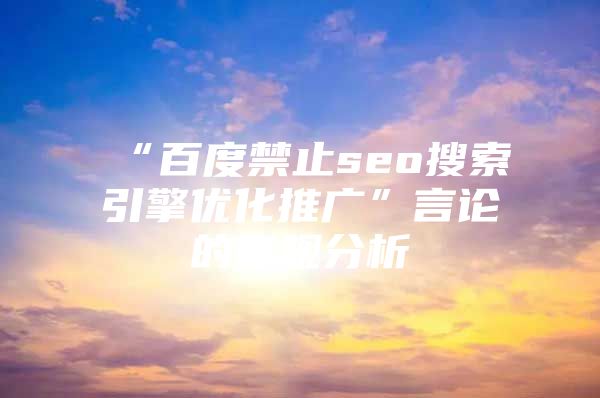 “百度禁止seo搜索引擎优化推广”言论的客观分析