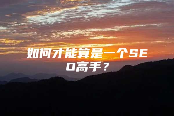 如何才能算是一个SEO高手？