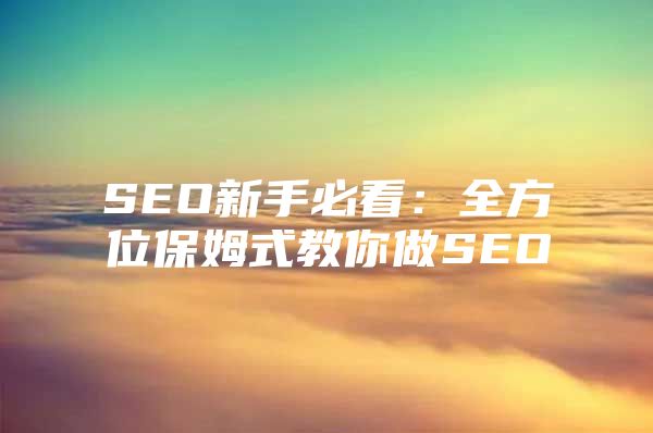 SEO新手必看：全方位保姆式教你做SEO