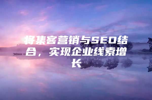 将集客营销与SEO结合，实现企业线索增长