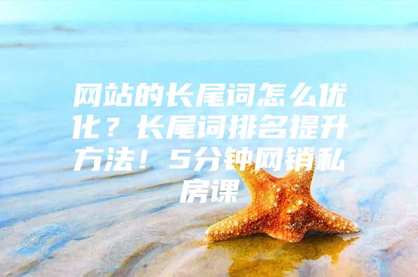 网站的长尾词怎么优化？长尾词排名提升方法！5分钟网销私房课