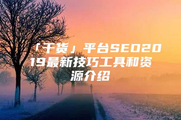 「干货」平台SEO2019最新技巧工具和资源介绍