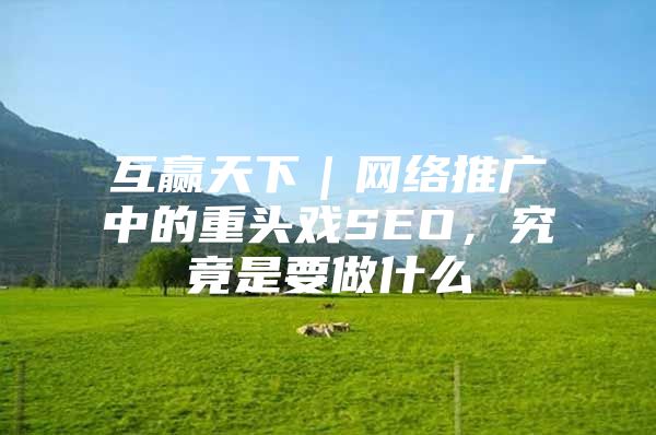 互赢天下｜网络推广中的重头戏SEO，究竟是要做什么