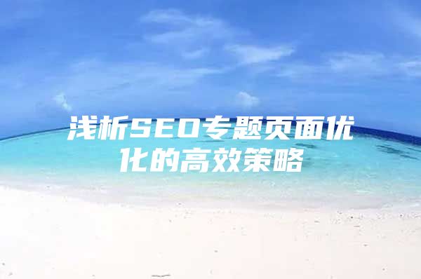 浅析SEO专题页面优化的高效策略
