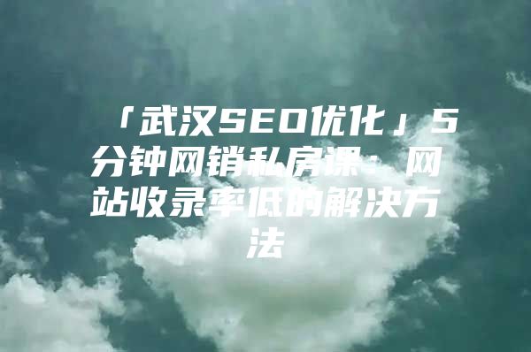 「武汉SEO优化」5分钟网销私房课：网站收录率低的解决方法