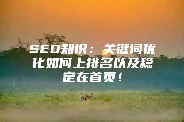 SEO知识：关键词优化如何上排名以及稳定在首页！