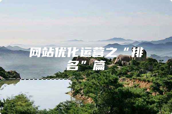 网站优化运营之“排名”篇
