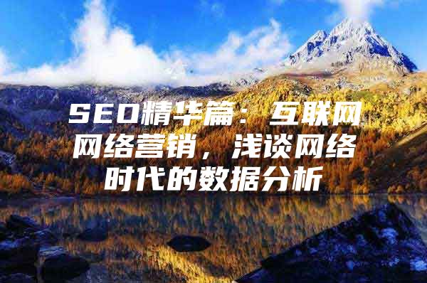 SEO精华篇：互联网网络营销，浅谈网络时代的数据分析