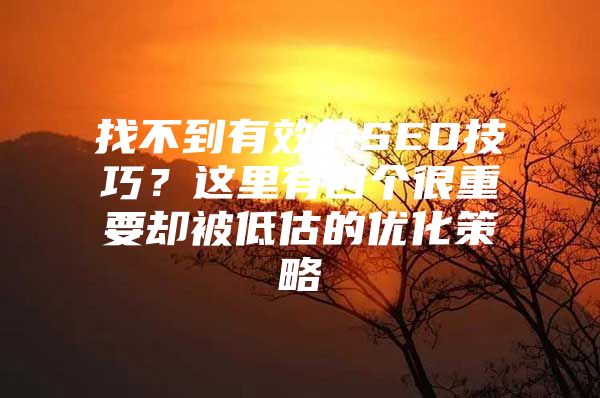 找不到有效的SEO技巧？这里有四个很重要却被低估的优化策略