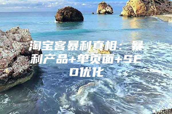 淘宝客暴利真相：暴利产品+单页面+SEO优化