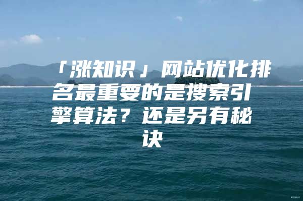 「涨知识」网站优化排名最重要的是搜索引擎算法？还是另有秘诀