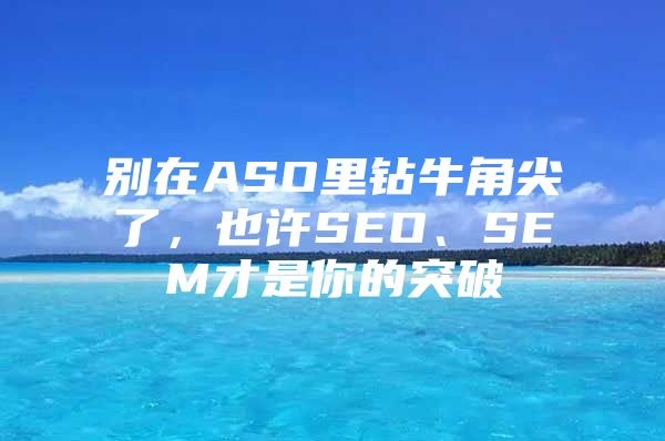别在ASO里钻牛角尖了，也许SEO、SEM才是你的突破