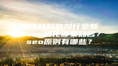 合成材料助剂行业新站seo优化哪家知名？seo原则有哪些？