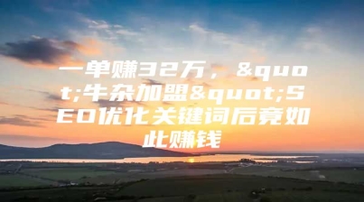 一单赚32万，"牛杂加盟"SEO优化关键词后竟如此赚钱