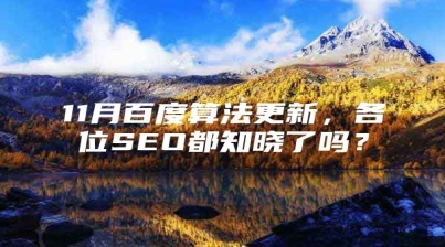 11月百度算法更新，各位SEO都知晓了吗？