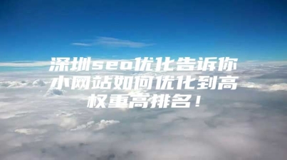 深圳seo优化告诉你小网站如何优化到高权重高排名！
