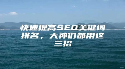 快速提高SEO关键词排名，大神们都用这三招