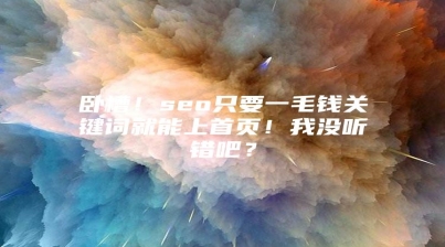 卧槽！seo只要一毛钱关键词就能上首页！我没听错吧？