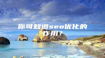 你可知道seo优化的作用？