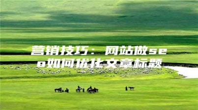 营销技巧：网站做seo如何优化文章标题