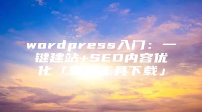 wordpress入门：一键建站+SEO内容优化「免费工具下载」