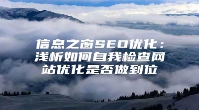 信息之窗SEO优化：浅析如何自我检查网站优化是否做到位