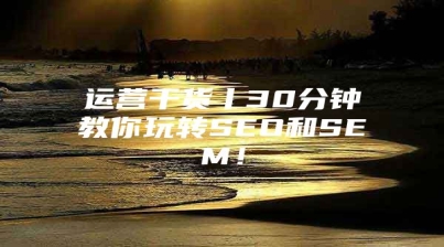 运营干货丨30分钟教你玩转SEO和SEM！