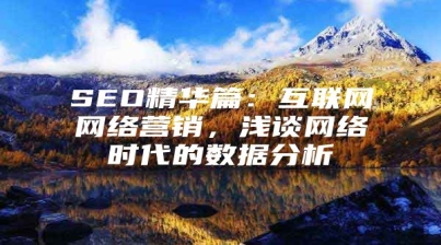 SEO精华篇：互联网网络营销，浅谈网络时代的数据分析
