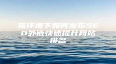 新环境下如何发布SEO外链快速提升网站排名