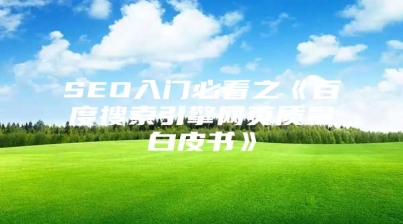 SEO入门必看之《百度搜索引擎网页质量白皮书》