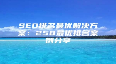SEO排名最优解决方案：258最优排名案例分享