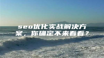 seo优化实战解决方案，你确定不来看看？
