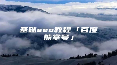 基础seo教程「百度熊掌号」
