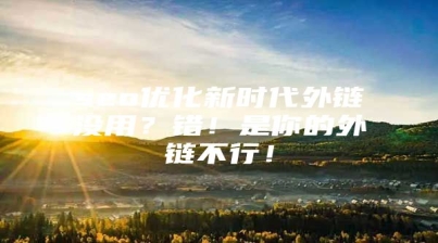 seo优化新时代外链没用？错！是你的外链不行！