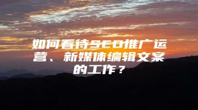 如何看待SEO推广运营、新媒体编辑文案的工作？
