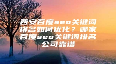 西安百度seo关键词排名如何优化？哪家百度seo关键词排名公司靠谱