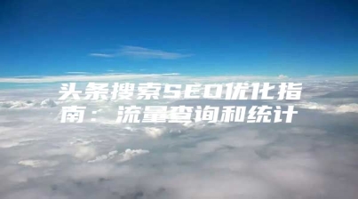 头条搜索SEO优化指南：流量查询和统计