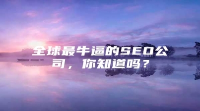 全球最牛逼的SEO公司，你知道吗？