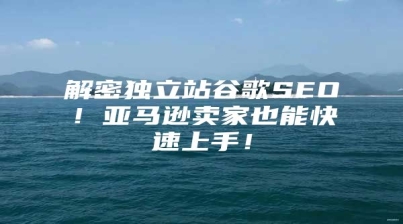 解密独立站谷歌SEO！亚马逊卖家也能快速上手！