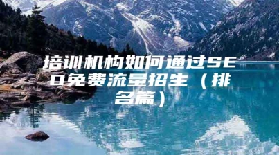 培训机构如何通过SEO免费流量招生（排名篇）