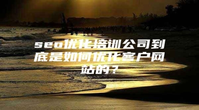 seo优化培训公司到底是如何优化客户网站的？