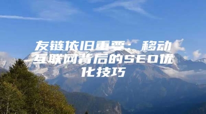 友链依旧重要：移动互联网背后的SEO优化技巧