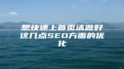 想快速上首页请做好这几点SEO方面的优化