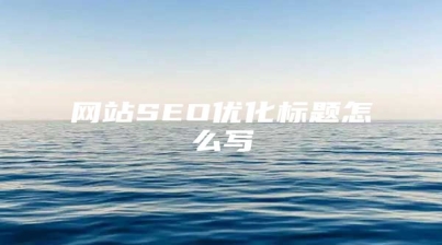 网站SEO优化标题怎么写
