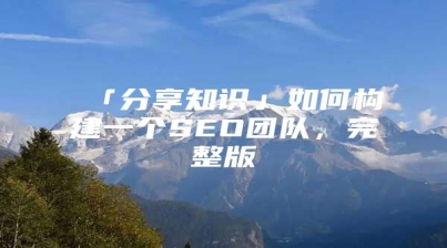 「分享知识」如何构建一个SEO团队，完整版