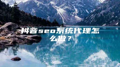 抖音seo系统代理怎么做？